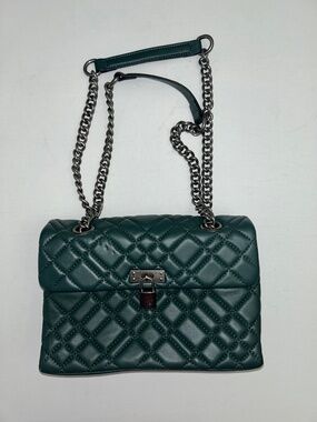 Kurt Geiger London Brixton Quilted Leather Lock Charm Shoulder Bag Dark  Green